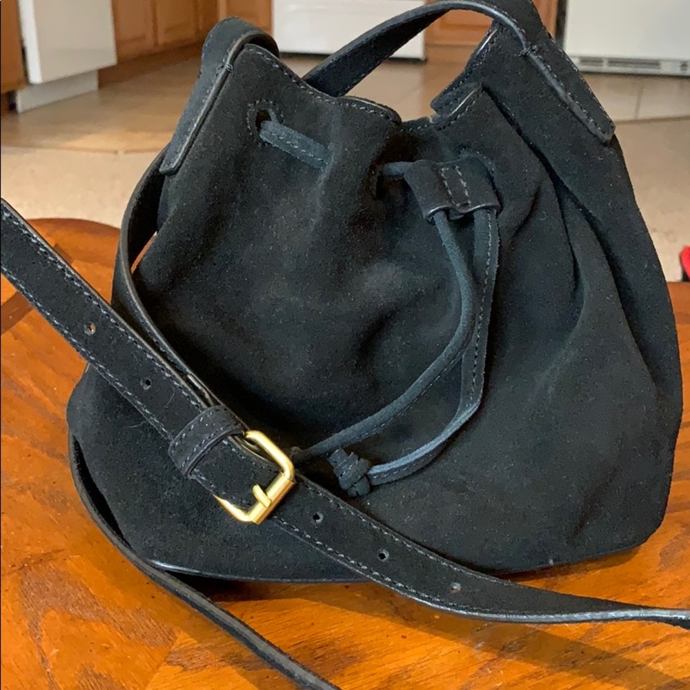 Small, faux leather, black bag (J Crew)